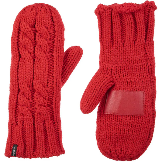 Isotoner Women’s Chunky Cable Knit Mittens (Red) 30010 -