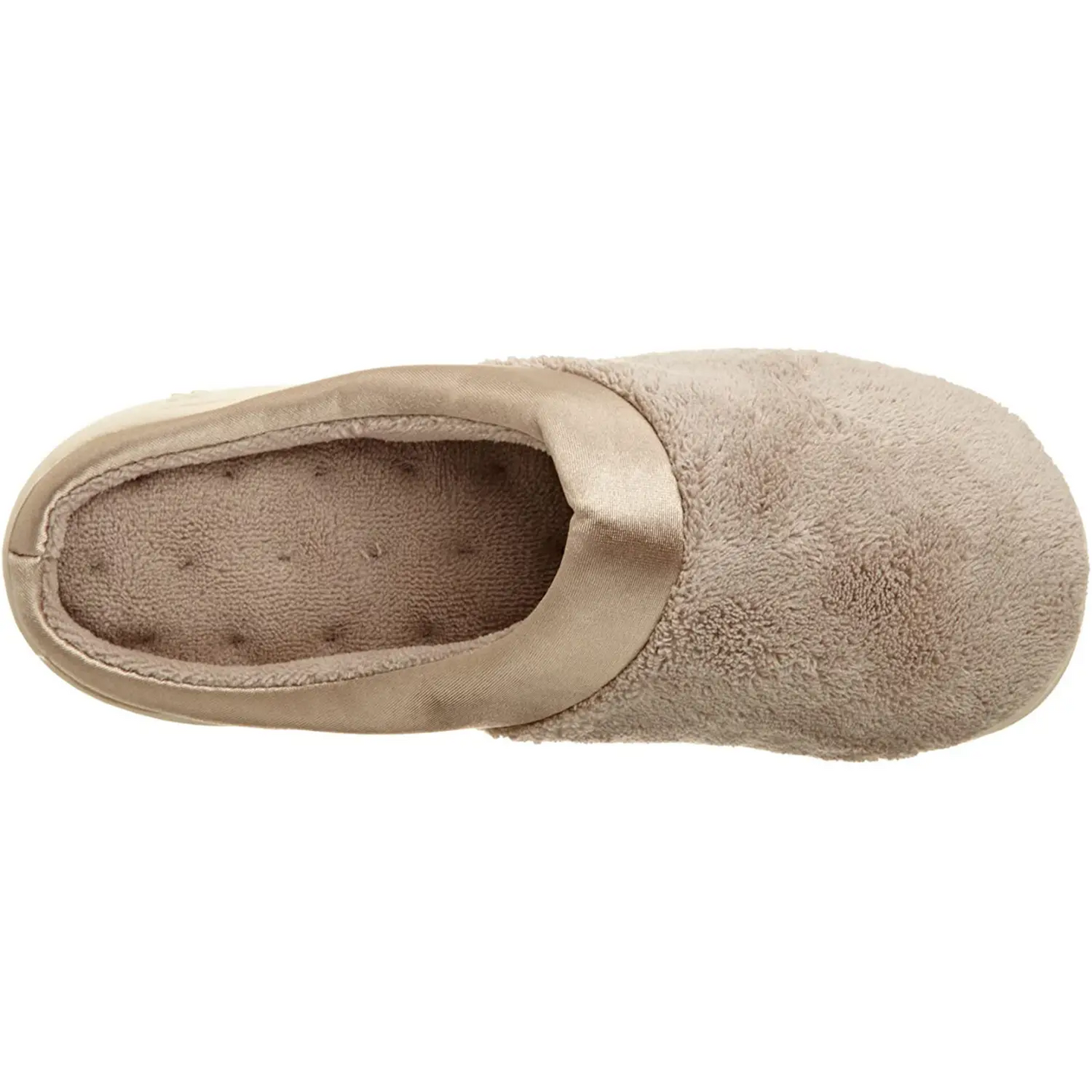 Isotoner Women’s Microterry Satin Cuff Clog (6.5-7 Taupe)