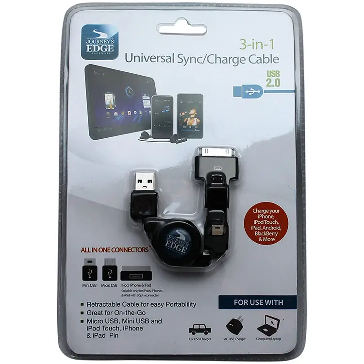 Journey’s Edge Retractable Universal 3-in-1 Sync/Charge