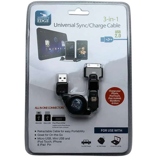 Journey’s Edge Retractable Universal 3-in-1 Sync/Charge