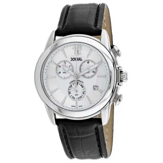 Jovial Men’s Classic 100m Stainless Steel/Black Leather