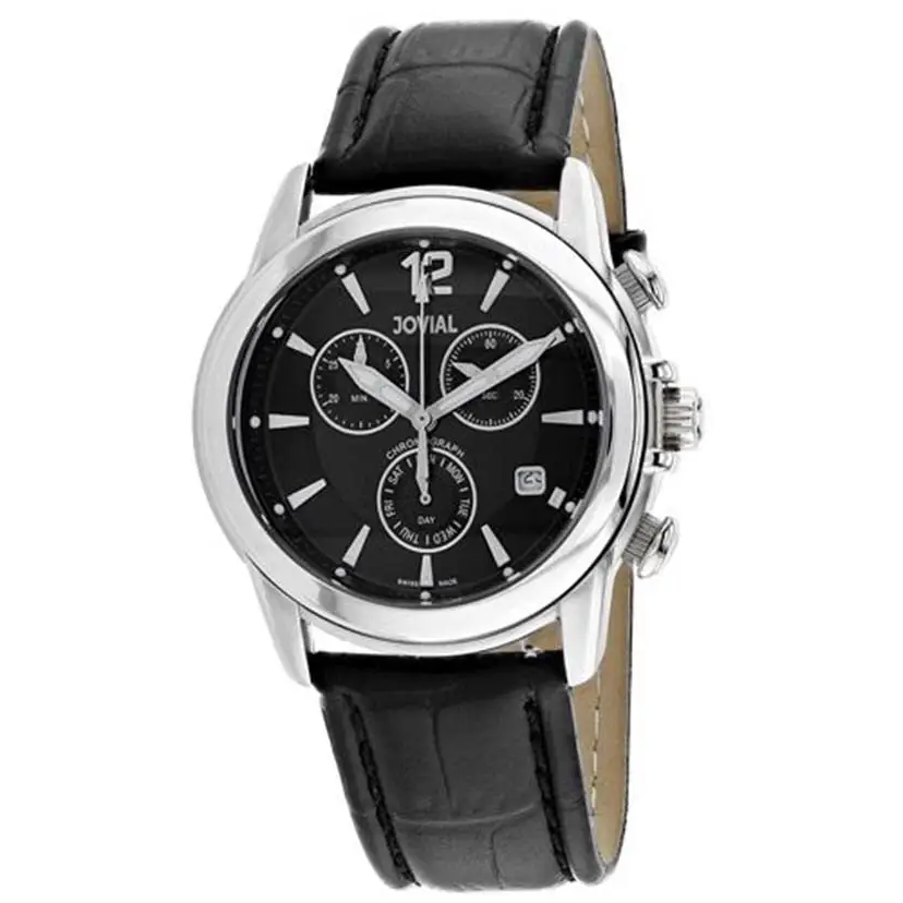 Jovial Men’s Classic 100m Stainless Steel/Black Leather