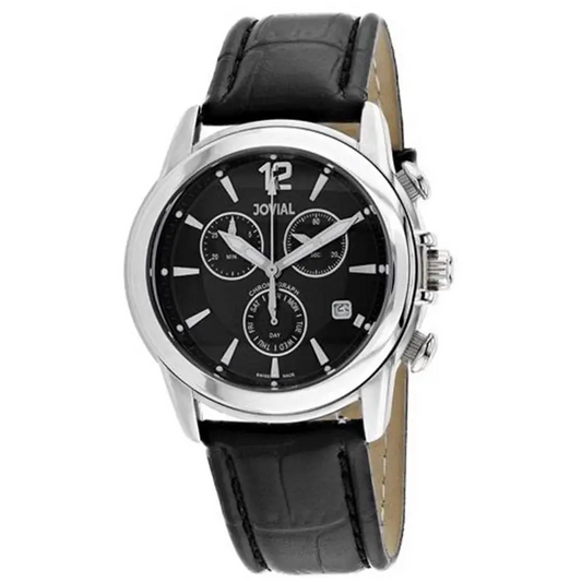 Jovial Men’s Classic 100m Stainless Steel/Black Leather
