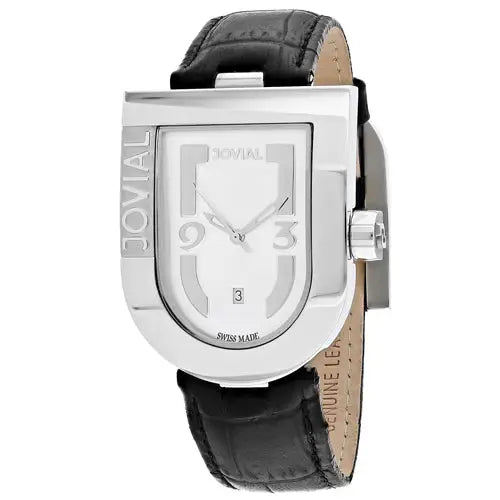 Jovial Men’s Classic Quartz Stainless Steel/Black Leather