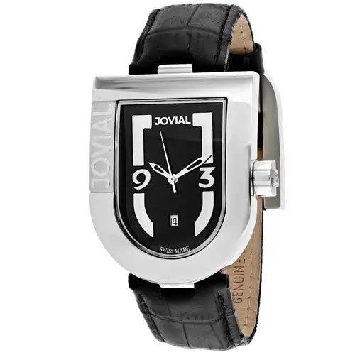 Jovial Men’s Classic Quartz Stainless Steel/Black Leather