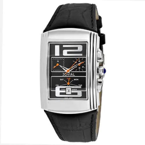 Jovial Men’s Classic Quartz Stainless Steel/Black Leather