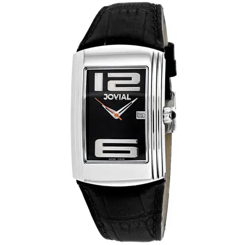 Jovial Men’s Classic Quartz Stainless Steel/Black Leather