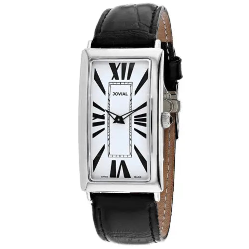Jovial Men’s Classic Quartz Stainless Steel/Black Leather