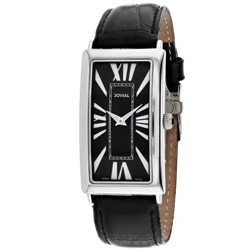 Jovial Men’s Classic Quartz Stainless Steel/Black Leather