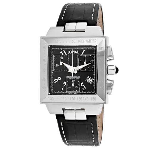 Jovial Men’s Classic Quartz Stainless Steel/Black Leather