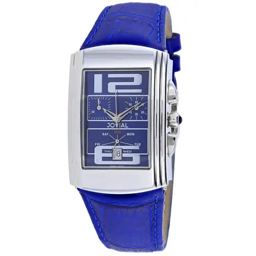 Jovial Men’s Classic Quartz Stainless Steel/Blue Leather