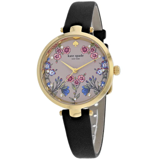 Kate Spade Women’s Holland Stainless Steel Black Leather