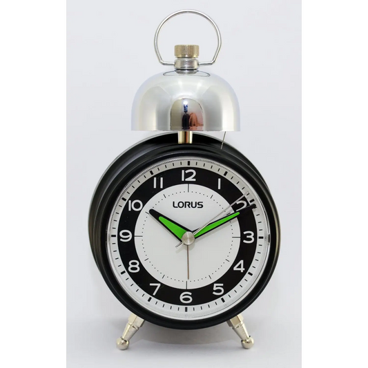 Lorus Black Single Silver Bell Alarm Clock LHK012K - alarm