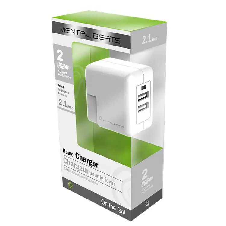 Mental Beats Dual USB 2.1 AMP White Home Charger 00579 -