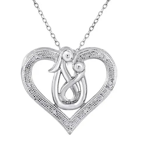 Mom and Baby Heart Pendant Necklace - Misc