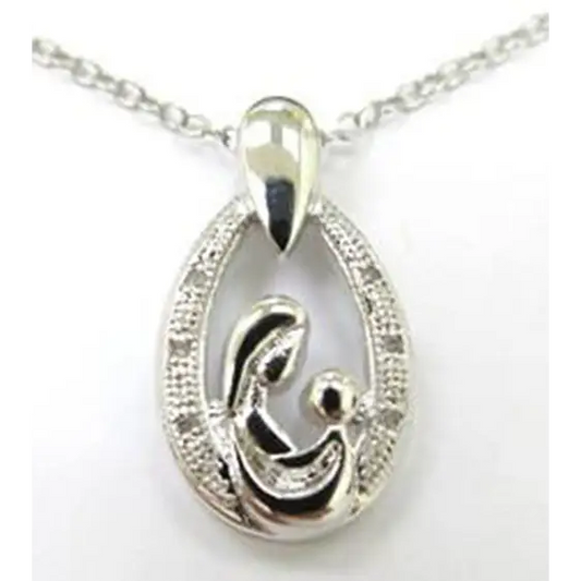 Mom and Baby Oval Pendant Necklace - Misc