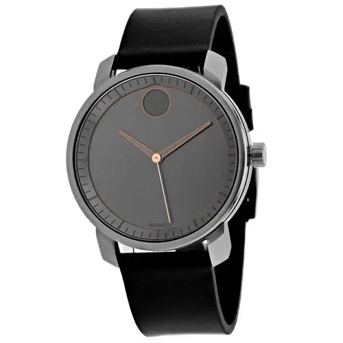 Movado Men’s Bold Quartz Stainless Steel/Black Leather Watch