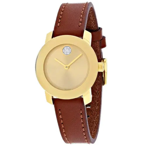 Movado Women’s Bold Stainless Steel Leather Watch 3600437 -