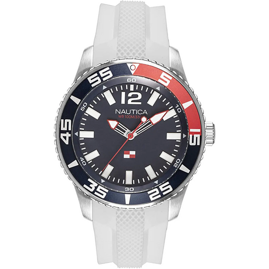 Nautica Men Pacific Beach Quartz Stainless Steel/White