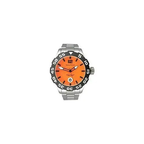 Nautica Men’s Steel Bracelet Orange Dial Watch N18623G -