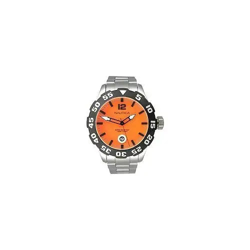 Nautica Men’s Steel Bracelet Orange Dial Watch N18623G -