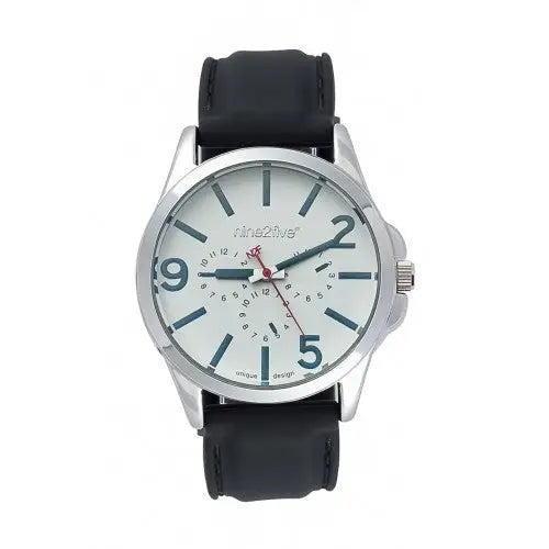 Nine2Five Men’s Chronograph Quartz Alloy Case Black Silicone