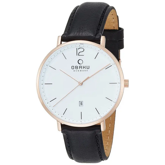 Obaku Men’s Toft Rose Gold Tone Stainless Steel Black