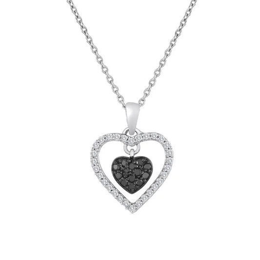 One Of A Kind Floating Crystal Accented Heart Ruby Pendant