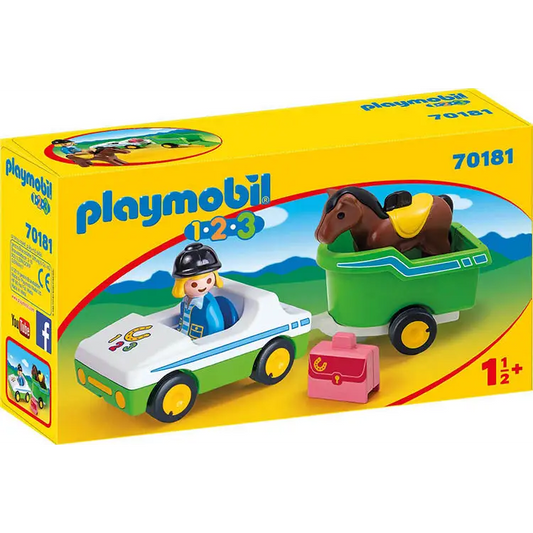 Playmobil 1.2.3 Car with Horse Trailer 70181 (for Kids 18