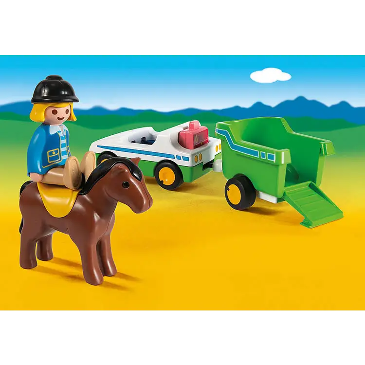 Playmobil 1.2.3 Car with Horse Trailer 70181 (for Kids 18