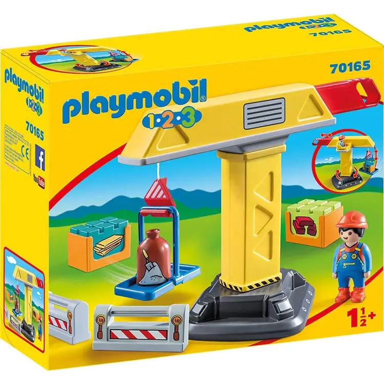 Playmobil 1.2.3 Construction Crane 70165 (for Kids 18 months