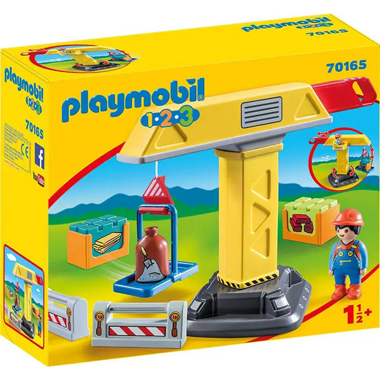 Playmobil 1.2.3 Construction Crane 70165 (for Kids 18 months