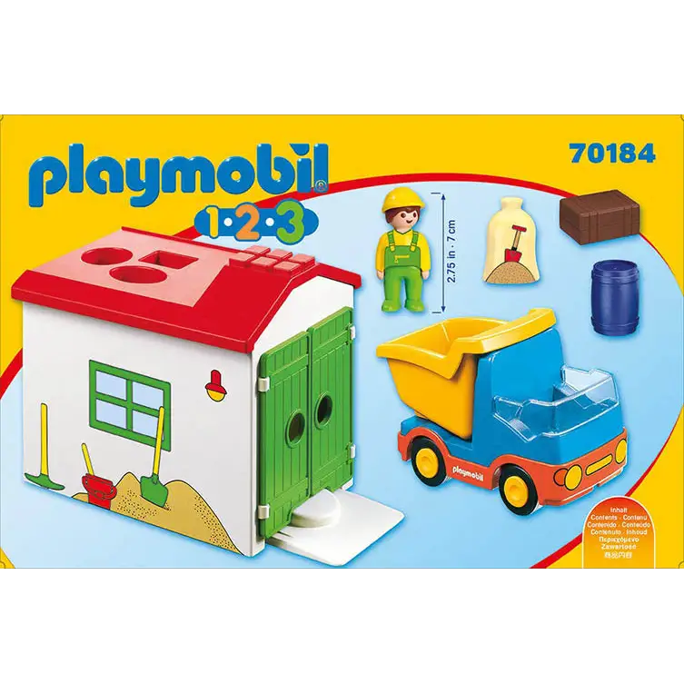 Playmobil 1.2.3 Dump Truck with Sorting Garage 70184 (for