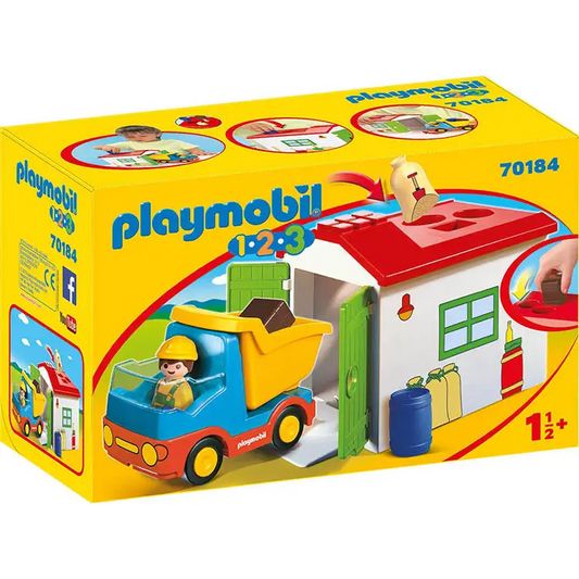 Playmobil 1.2.3 Dump Truck with Sorting Garage 70184 (for