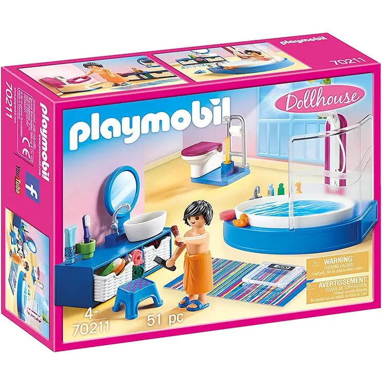 Playmobil Dollhouse Bathroom with Tub Playset 70211 (for