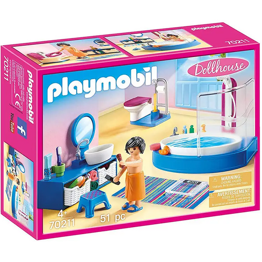 Playmobil Dollhouse Bathroom with Tub Playset 70211 (for