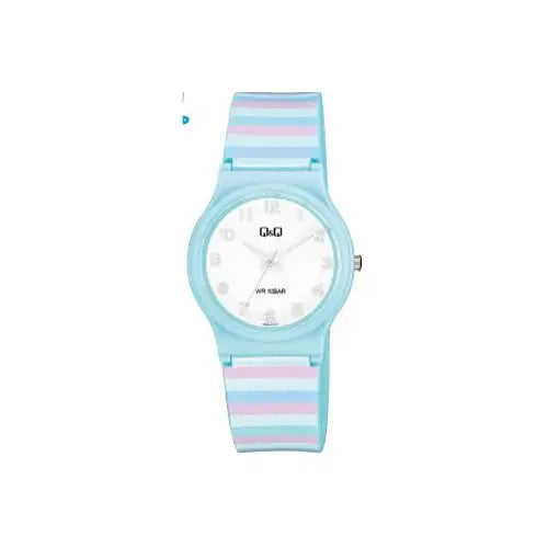 Q&Q V06A-012VY Resin Analogue Watch Blue with strips - Misc
