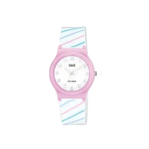 Q&Q V06A-013VY Resin Analogue Watch White with strips - Misc