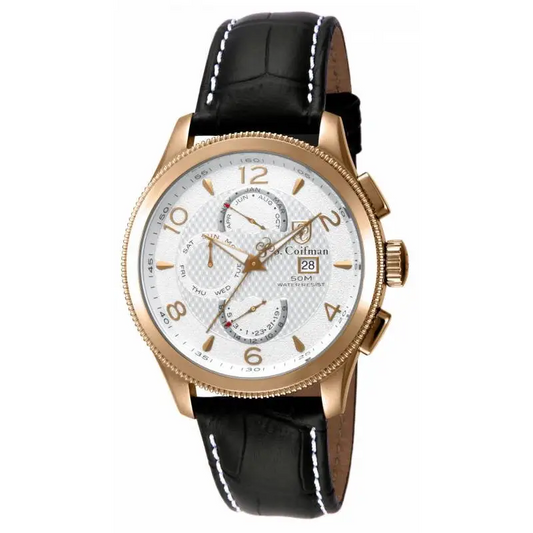 S. Coifman Chronograph Quartz Rose Gold Plated Case Black