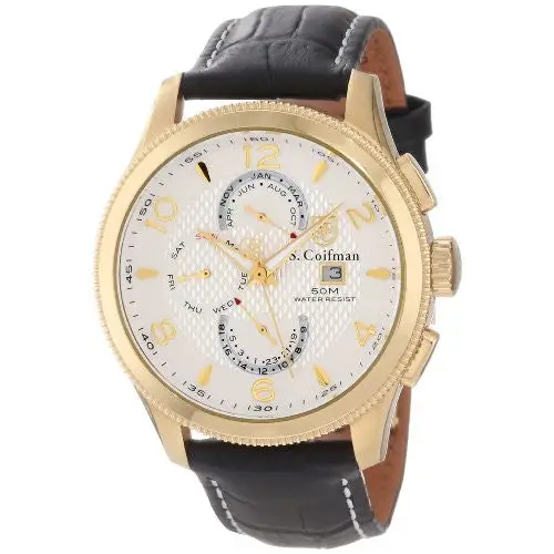 S. Coifman Men’s Chronograph Quartz Gold Plated Case Black