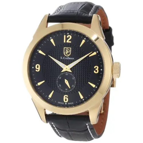 S. Coifman Men’s Chronograph Quartz Gold Plated Case Black
