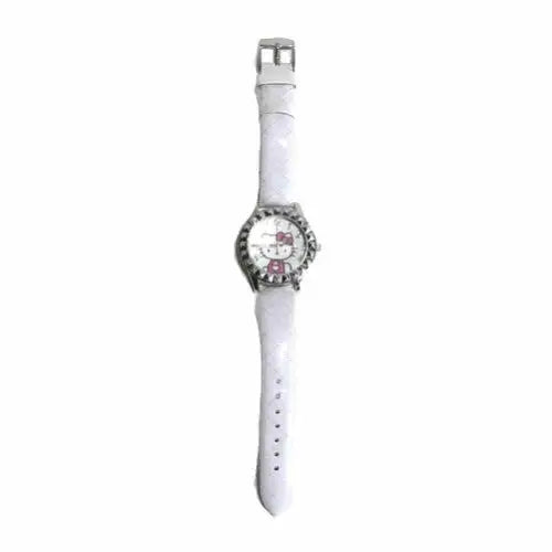 Sanrio Hello Kitty Hkaq2800 Silver Tone White & Pink Leather