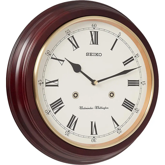 Seiko 12 Dover Chiming Grain Finish Traditional Wall Clock