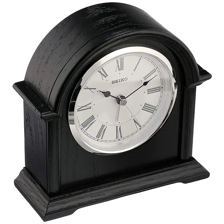 Seiko Addison Analog Quartz Black Wooden Beep Alarm Clock