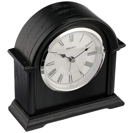 Seiko Addison Analog Quartz Black Wooden Beep Alarm Clock