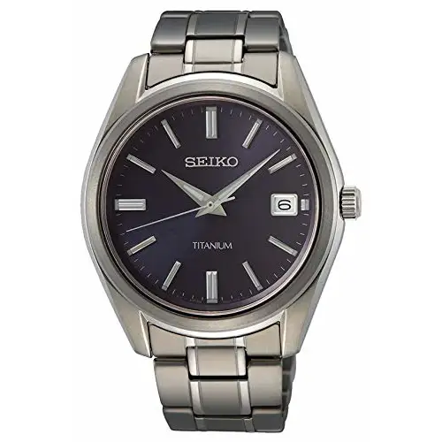 Seiko Classic Quartz Blue Dial Grey Titanium Men’s Watch