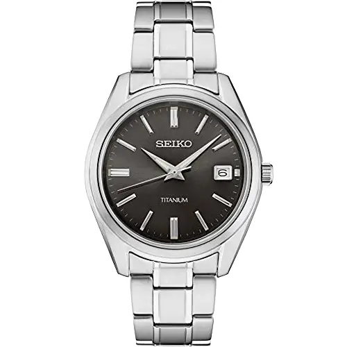 Seiko Men Stainless Steel Quartz Dress Watch with Titanium