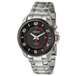 Seiko Men’s 100m Silver Tone Stainless Steel Black Dial Red