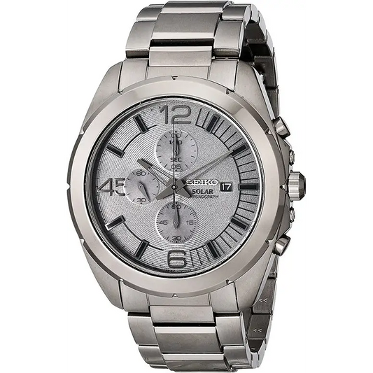Seiko Men’s 100m Stainless Steel Chronograph Grey Textured