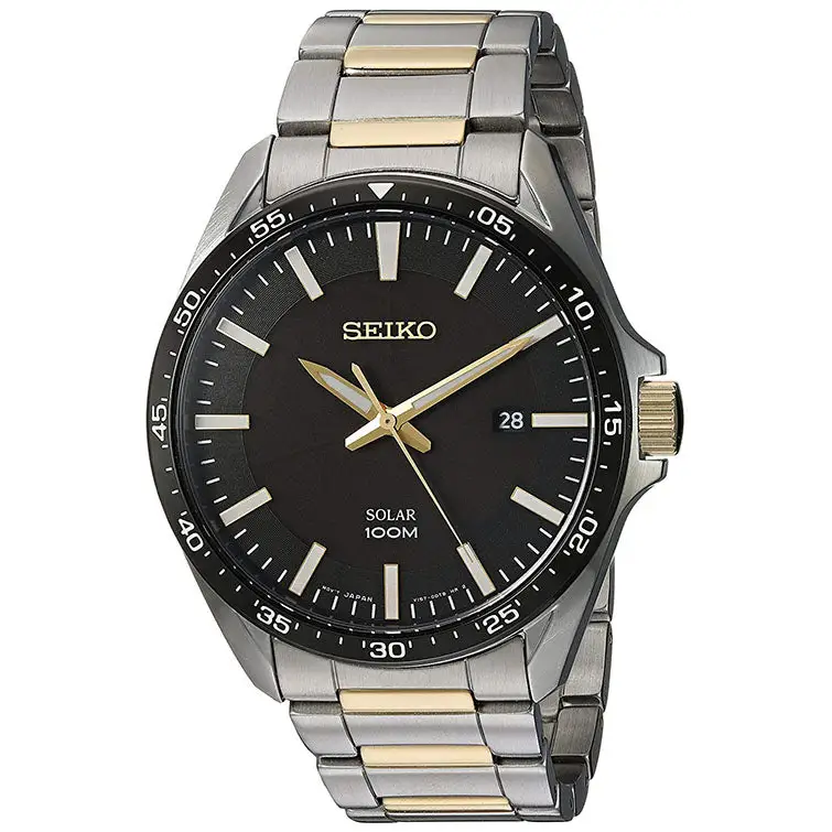 Seiko Men’s Analog Solar 100m Two Tone Stainless Steel Watch